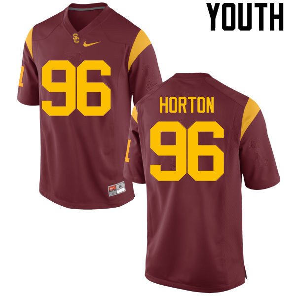 Youth #96 Wes Horton USC Trojans College Football Jerseys-Red